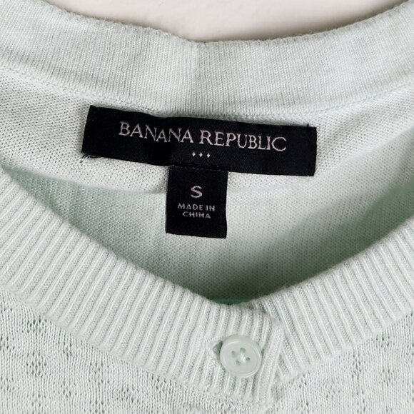 Banana Republic Factory Pointelle Knit Lightweight Button Up Cardigan Blue sz S - Picture 7 of 9